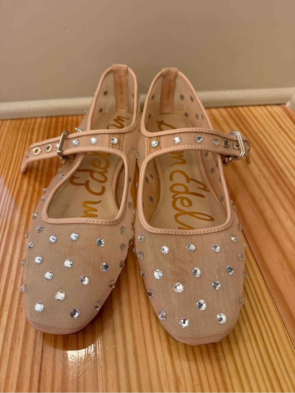 Sam Edelman Blush Pink Rhinestone Mary Jane Flats